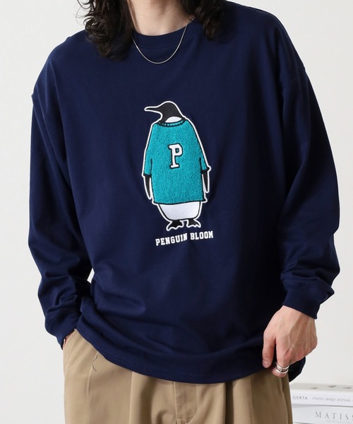 FUNALIVE(ファンアライブ)の「サガラ刺繍ワイドシルエットロングスリーブTシャツ(Tシャツ/カットソー・メンズ・ネイビー/ホワイト/ブラック/ブラック系その他2/スミクロ/ホワイト系2/インディゴブルー/サックスブルー・L/M/LL)」の8枚目の写真