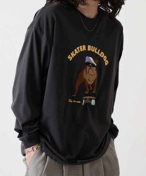 FUNALIVE(ファンアライブ)の「サガラ刺繍ワイドシルエットロングスリーブTシャツ(Tシャツ/カットソー・メンズ・ネイビー/ホワイト/ブラック/ブラック系その他2/スミクロ/ホワイト系2/インディゴブルー/サックスブルー・L/M/LL)」の9枚目の写真
