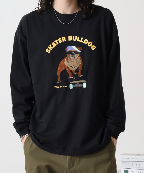 FUNALIVE(ファンアライブ)の「サガラ刺繍ワイドシルエットロングスリーブTシャツ(Tシャツ/カットソー・メンズ・ネイビー/ホワイト/ブラック/ブラック系その他2/スミクロ/ホワイト系2/インディゴブルー/サックスブルー・L/M/LL)」の15枚目の写真