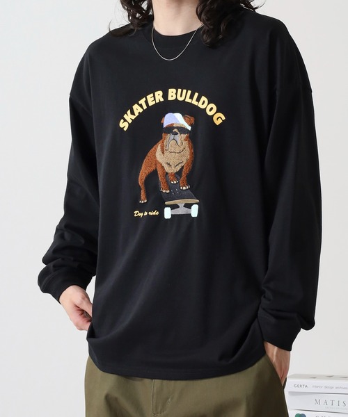 FUNALIVE(ファンアライブ)の「サガラ刺繍ワイドシルエットロングスリーブTシャツ(Tシャツ/カットソー・メンズ・ネイビー/ホワイト/ブラック/ブラック系その他2/スミクロ/ホワイト系2/インディゴブルー/サックスブルー・L/M/LL)」の16枚目の写真