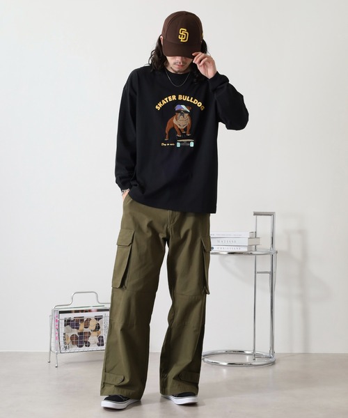 FUNALIVE(ファンアライブ)の「サガラ刺繍ワイドシルエットロングスリーブTシャツ(Tシャツ/カットソー・メンズ・ネイビー/ホワイト/ブラック/ブラック系その他2/スミクロ/ホワイト系2/インディゴブルー/サックスブルー・L/M/LL)」の17枚目の写真