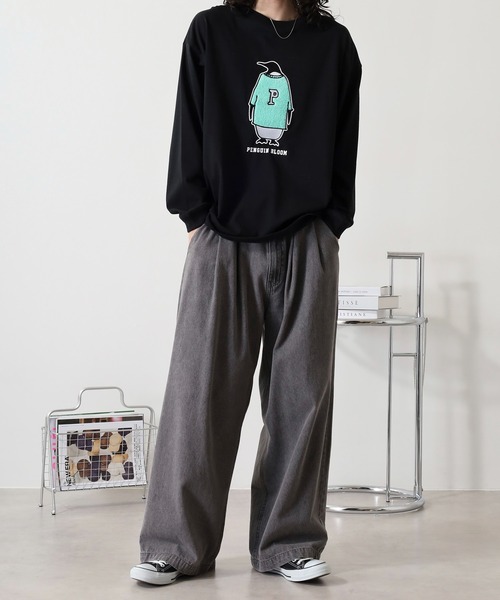 FUNALIVE(ファンアライブ)の「サガラ刺繍ワイドシルエットロングスリーブTシャツ(Tシャツ/カットソー・メンズ・ネイビー/ホワイト/ブラック/ブラック系その他2/スミクロ/ホワイト系2/インディゴブルー/サックスブルー・L/M/LL)」の21枚目の写真