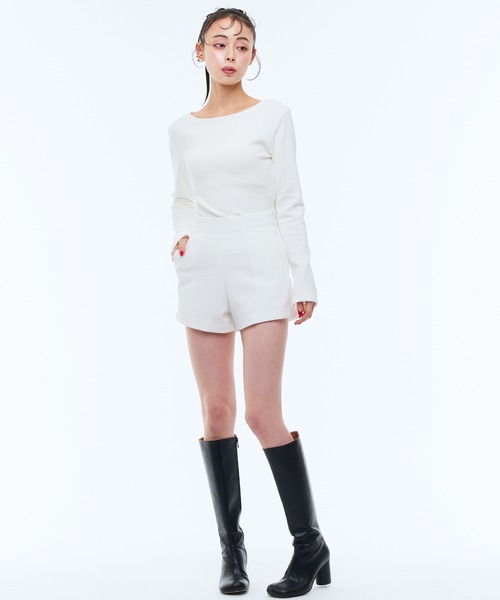 Narcissus(ナルシス)の「シンプルショートパンツ(その他パンツ・レディース・ホワイト/ブラック・FREE)」の4枚目の写真