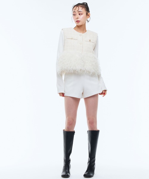 Narcissus(ナルシス)の「シンプルショートパンツ(その他パンツ・レディース・ホワイト/ブラック・FREE)」の3枚目の写真