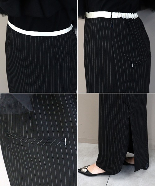 DONOBAN(ドノバン)の「【ANDRESD】pinstripe peplum setup dress セットアップ ドレス ブラウス スカート 2点セット セレモニー 結婚式 二次会 同窓会 成人式 入学式 卒業式 お呼ばれ パーティードレス オケージョンドレス(ドレス・レディース・ブラック/ベージュ・L/M/S)」の16枚目の写真
