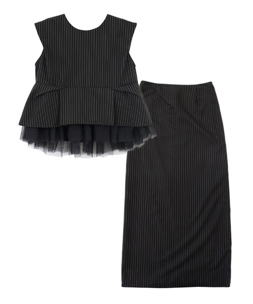 DONOBAN(ドノバン)の「【ANDRESD】pinstripe peplum setup dress セットアップ ドレス ブラウス スカート 2点セット セレモニー 結婚式 二次会 同窓会 成人式 入学式 卒業式 お呼ばれ パーティードレス オケージョンドレス(ドレス・レディース・ブラック/ベージュ・L/M/S)」の17枚目の写真