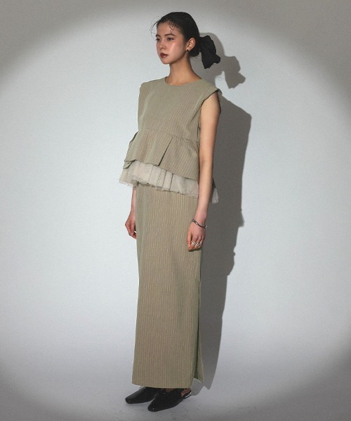 DONOBAN(ドノバン)の「【ANDRESD】pinstripe peplum setup dress セットアップ ドレス ブラウス スカート 2点セット セレモニー 結婚式 二次会 同窓会 成人式 入学式 卒業式 お呼ばれ パーティードレス オケージョンドレス(ドレス・レディース・ブラック/ベージュ・L/M/S)」の20枚目の写真