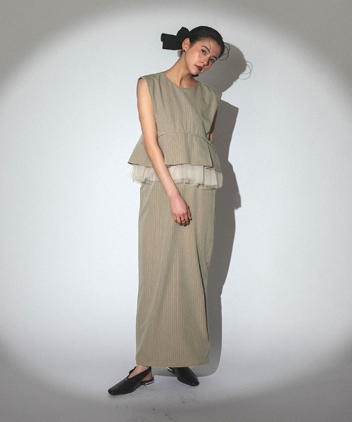 DONOBAN(ドノバン)の「【ANDRESD】pinstripe peplum setup dress セットアップ ドレス ブラウス スカート 2点セット セレモニー 結婚式 二次会 同窓会 成人式 入学式 卒業式 お呼ばれ パーティードレス オケージョンドレス(ドレス・レディース・ブラック/ベージュ・L/M/S)」の22枚目の写真