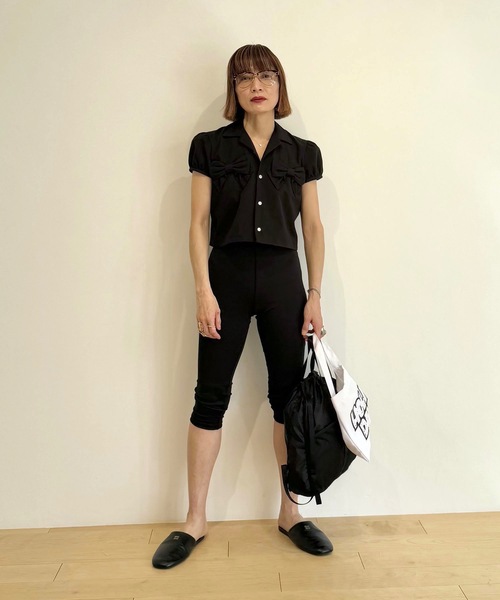 HOLIDAY（ホリデイ）の「BOW PUFF S/S SHIRT ボウパフショートスリーブシャツ（シャツ/ブラウス・レディース・ブラック/グレイッシュベージュ・ONE SIZE）」の18枚目の写真