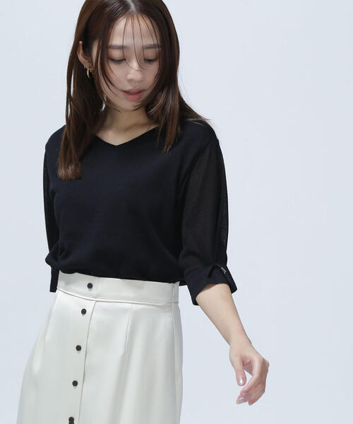 ニット セーター シアースリーブハトメカフスニット レディース シアースリーブハトメカフスニット | NATURAL BEAUTY BASIC