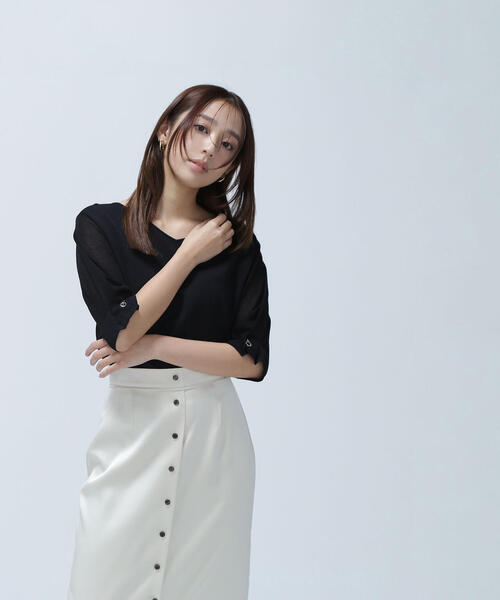 ニット セーター シアースリーブハトメカフスニット レディース シアースリーブハトメカフスニット | NATURAL BEAUTY BASIC