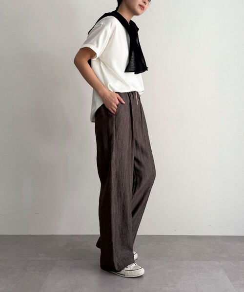 fredy emue（フレディエミュ）の「《セットアップ対応》Shiny creapイージーパンツ（その他パンツ・レディース・ブラウン/ブラック/ベージュ・38/36）」の18枚目の写真