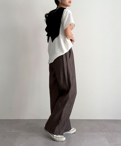 fredy emue（フレディエミュ）の「《セットアップ対応》Shiny creapイージーパンツ（その他パンツ・レディース・ブラウン/ブラック/ベージュ・38/36）」の19枚目の写真