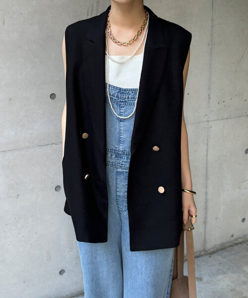 DouDou(ドゥドゥ)の「ダブルメッシュジレ(ベスト・レディース・ブラック/ベージュ/ネイビー・FREE)」の9枚目の写真