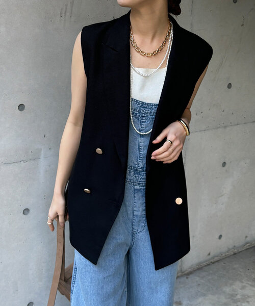 DouDou(ドゥドゥ)の「ダブルメッシュジレ(ベスト・レディース・ブラック/ベージュ/ネイビー・FREE)」の10枚目の写真