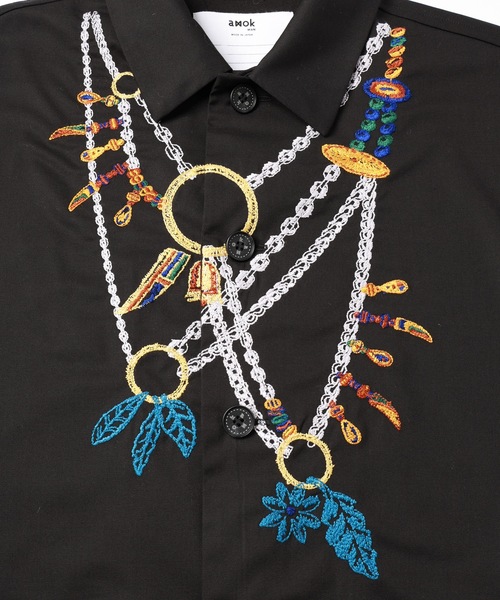amok（アモク）の「AMULET EMBROIDERY SHIRT（シャツ/ブラウス・メンズ・ベージュ/ブラック・S/M/L）」の16枚目の写真