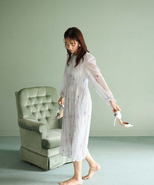 fifth（フィフス）の「水彩フラワー柄シャーリングワンピース（ワンピース・レディース・ラベンダー/イエロー・M）」の21枚目の写真