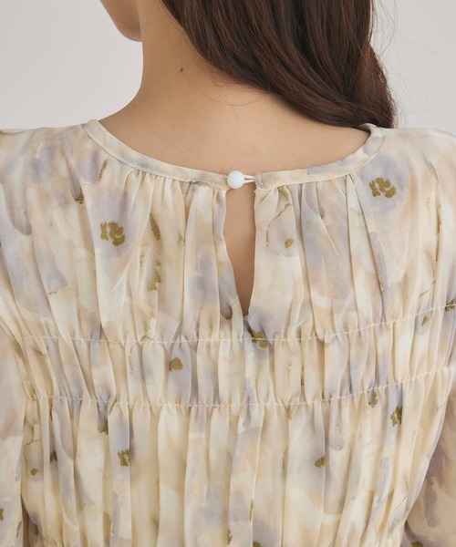 fifth（フィフス）の「水彩フラワー柄シャーリングワンピース（ワンピース・レディース・ラベンダー/イエロー・M）」の5枚目の写真