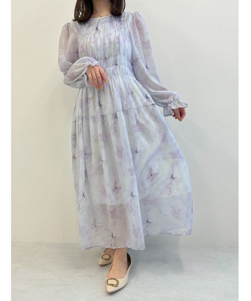 fifth（フィフス）の「水彩フラワー柄シャーリングワンピース（ワンピース・レディース・ラベンダー/イエロー・M）」の8枚目の写真