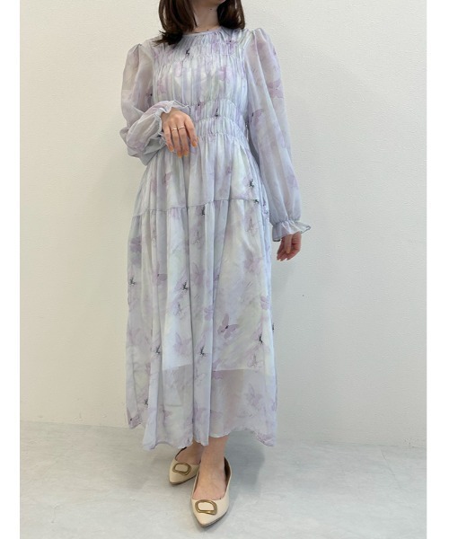 fifth（フィフス）の「水彩フラワー柄シャーリングワンピース（ワンピース・レディース・ラベンダー/イエロー・M）」の9枚目の写真