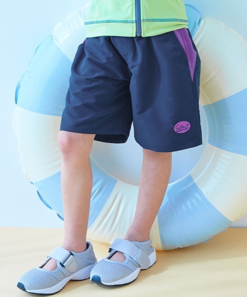 devirock(デビロック)の「服っぽく着られる 配色デザイン UVカット サーフパンツ水着(水着・キッズ・カーキ/ダークネイビー/スミクロ・130cm/120cm/110cm/100cm/160cm/150cm/140cm)」の3枚目の写真