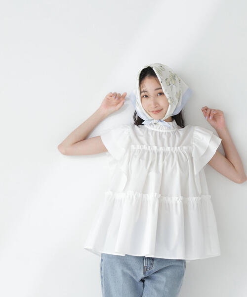NATURAL BEAUTY BASIC(ナチュラルビューティーベーシック)の「コミックフラワースカーフ(バンダナ/スカーフ・レディース・オフホワイト/ピンク・FREE)」の5枚目の写真