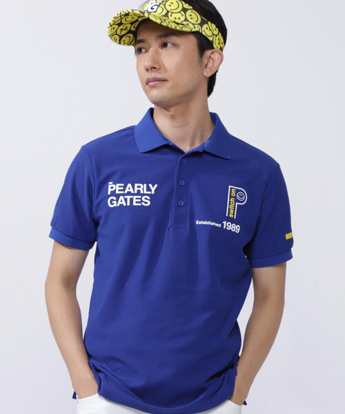 PEARLY GATES(パーリーゲイツ)の「【PEARLY GATES】SPX FD150d×FD30/1裏使ツイル半袖ポロシャツ(ポロシャツ・メンズ・ホワイト/イエロー/ネイビー/ブルー・MEDIUM/LARGE/X-LARGE/XX-LARGE)」の1枚目の写真
