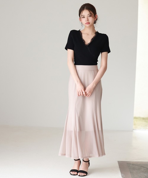 SAISON DE PAPILLON(セゾンドパピヨン)の「マーメイドチュールロングスカート(スカート・レディース・チャコール/ベージュ/ブラック・L/M/S)」の18枚目の写真