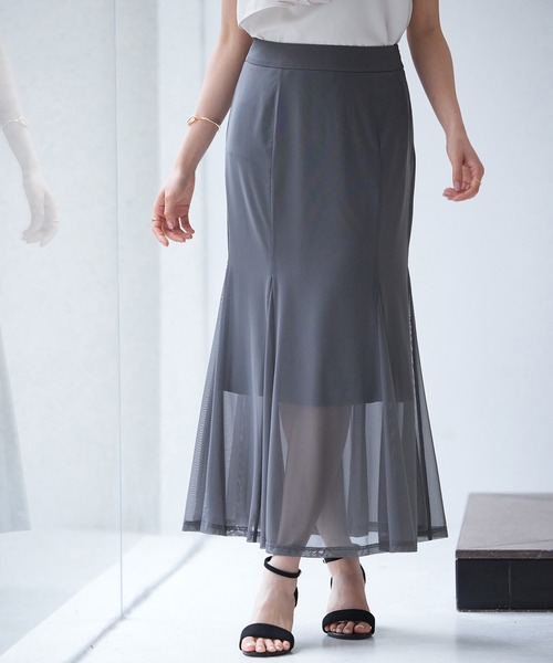 SAISON DE PAPILLON(セゾンドパピヨン)の「マーメイドチュールロングスカート(スカート・レディース・チャコール/ベージュ/ブラック・L/M/S)」の22枚目の写真