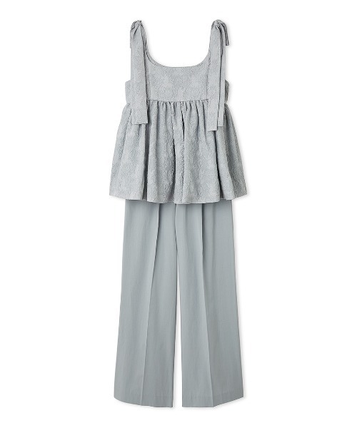 Mila Owen / セットアップ/1/ポリエステル/アイボリー/09WF0241009/ペプラムブラウステーパードパンツ Mila Owen◇セットアップ/1/ポリエステル/アイボリー/09WF0241009