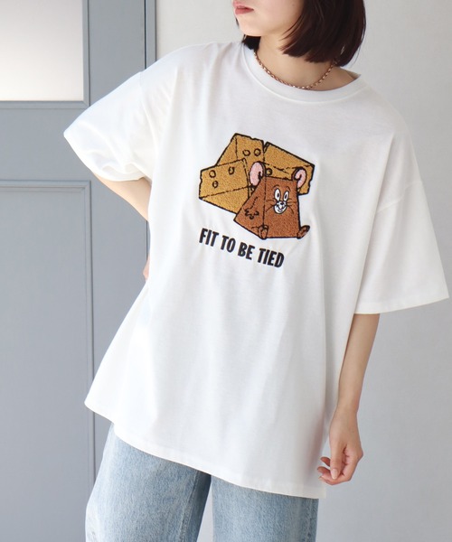 Tom&Jerry(トムアンドジェリー)の「【Tom & Jerry/トム & ジェリー】アートワークデザイン サガラ刺繍 半袖Tシャツ(Tシャツ/カットソー・レディース・グリーン/オフホワイト/スミクロ/ベージュ・L/M)」の22枚目の写真