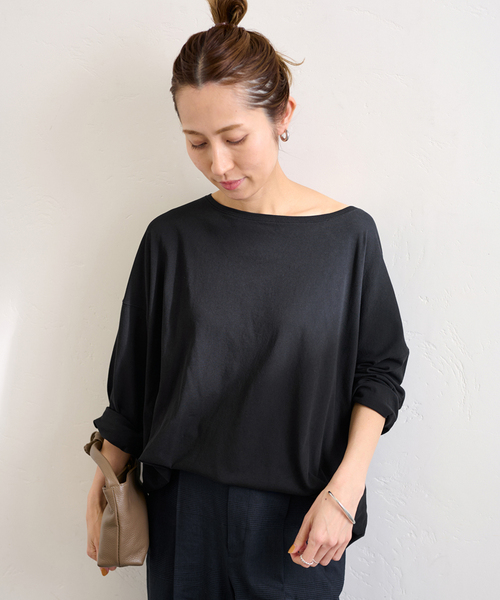 新品タグ付き 今季 FRAMeWORK ドライタッチコットンＬ/Tee ブラウン FRAMeWORK（フレームワーク）の「ドライタッチコットンL/Tee（Tシャツ