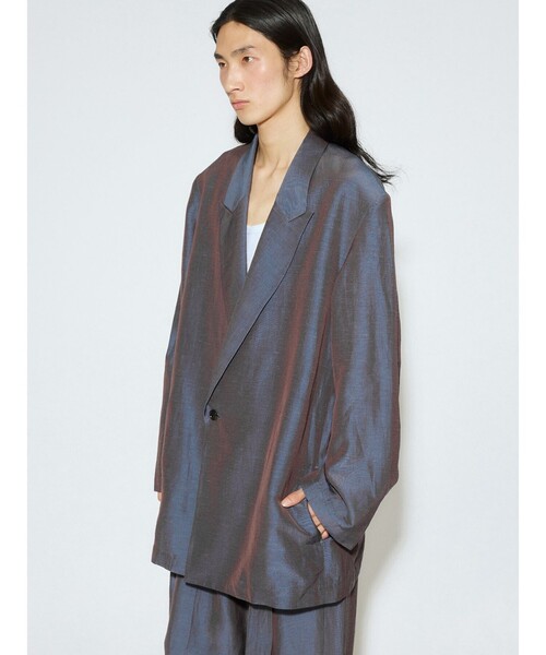 MIDIUMISOLID（ミディウミソリッド）の「MIDIUMISOLID Men’s テーラードロングジャケット（テーラードジャケット・メンズ・ブラック/ネイビー・48）」の6枚目の写真