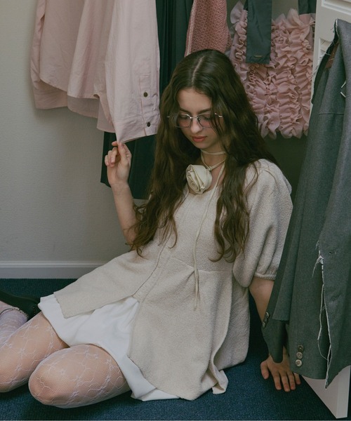 loin nuit（ロワンニュイ）の「front button puff knit / フロントボタンパフニット（ニット/セーター・レディース・ピンク/グリーン/ライトベージュ・FREE）」の7枚目の写真