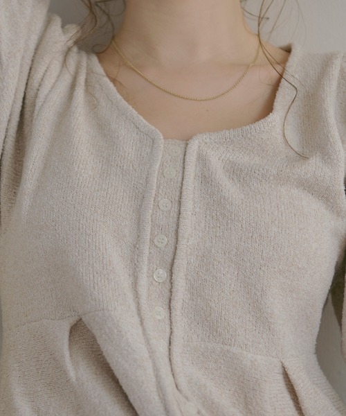 loin nuit（ロワンニュイ）の「front button puff knit / フロント