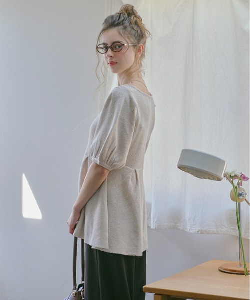 loin nuit（ロワンニュイ）の「front button puff knit / フロントボタンパフニット（ニット/セーター・レディース・ピンク/グリーン/ライトベージュ・FREE）」の21枚目の写真