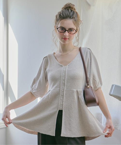 Time is onリンクス フロントパネル ニット 半袖LINKS FRONT loin nuit（ロワンニュイ）の「front button puff knit