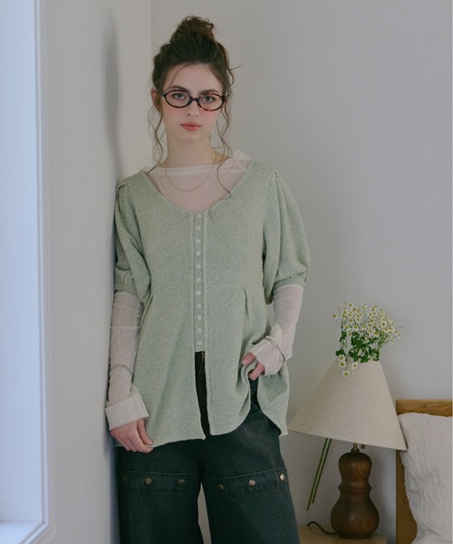 セール】front button puff knit / フロントボタンパフニット（ニット