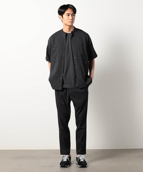 Grand PARK（グランドパーク）の「リネンライクポリエステルバンドカラーシャツ（シャツ/ブラウス・メンズ・チャコールグレー/カーキ/ネイビー/オフホワイト/グレー・MEDIUM/LARGE）」の6枚目の写真