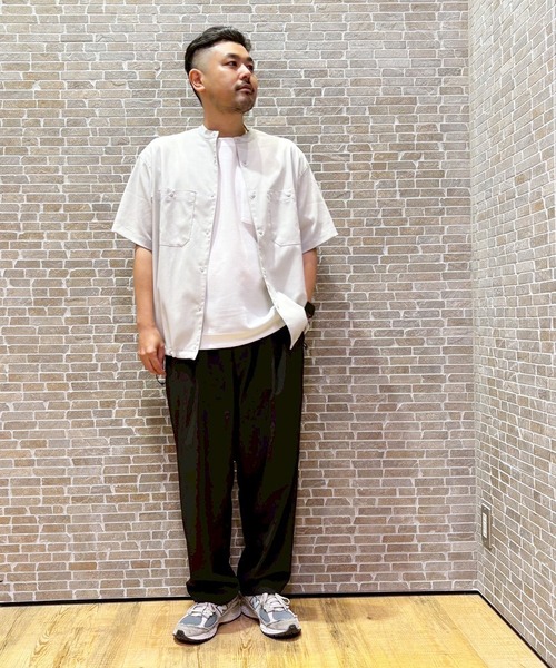 Grand PARK（グランドパーク）の「リネンライクポリエステルバンドカラーシャツ（シャツ/ブラウス・メンズ・チャコールグレー/カーキ/ネイビー/オフホワイト/グレー・MEDIUM/LARGE）」の17枚目の写真