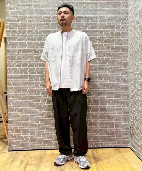 Grand PARK（グランドパーク）の「リネンライクポリエステルバンドカラーシャツ（シャツ/ブラウス・メンズ・チャコールグレー/カーキ/ネイビー/オフホワイト/グレー・MEDIUM/LARGE）」の18枚目の写真