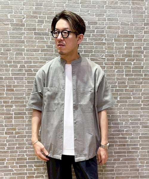 Grand PARK（グランドパーク）の「リネンライクポリエステルバンドカラーシャツ（シャツ/ブラウス・メンズ・チャコールグレー/カーキ/ネイビー/オフホワイト/グレー・MEDIUM/LARGE）」の20枚目の写真