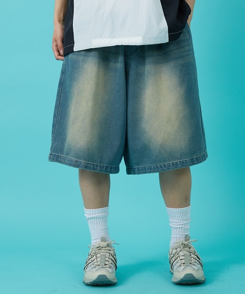 improves（インプローブス）の「10ozデニム オーバーダイ ワイドショートパンツ（デニムパンツ・メンズ・インディゴブルー/ブラック/ブルー・MEDIUM/LARGE）」の3枚目の写真