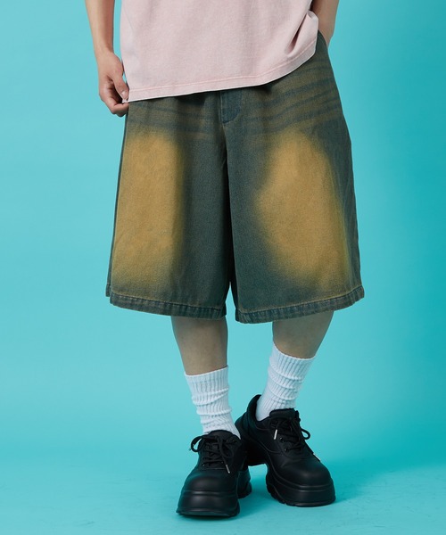 improves（インプローブス）の「10ozデニム オーバーダイ ワイドショートパンツ（デニムパンツ・メンズ・インディゴブルー/ブラック/ブルー・MEDIUM/LARGE）」の9枚目の写真