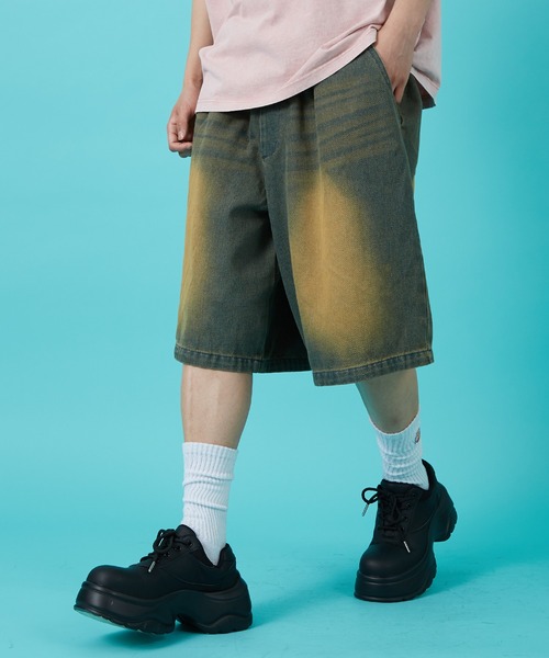 improves（インプローブス）の「10ozデニム オーバーダイ ワイドショートパンツ（デニムパンツ・メンズ・インディゴブルー/ブラック/ブルー・MEDIUM/LARGE）」の10枚目の写真