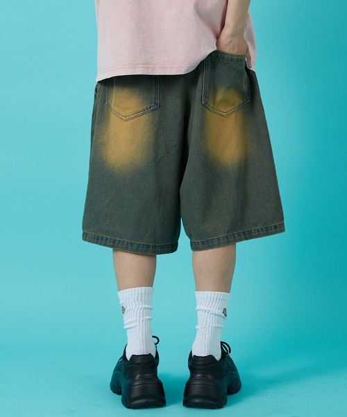 improves（インプローブス）の「10ozデニム オーバーダイ ワイドショートパンツ（デニムパンツ・メンズ・インディゴブルー/ブラック/ブルー・MEDIUM/LARGE）」の12枚目の写真