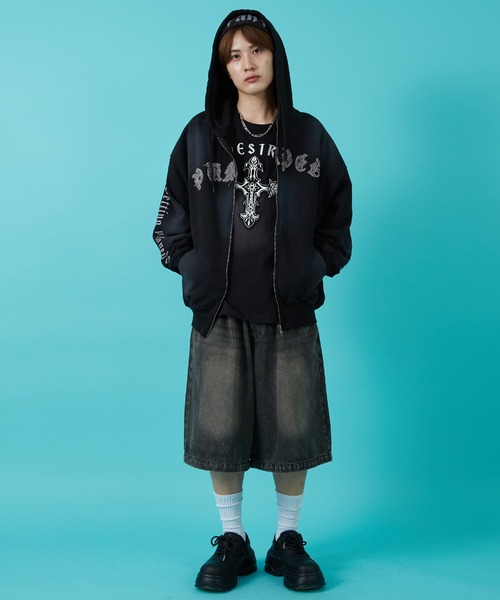 improves（インプローブス）の「10ozデニム オーバーダイ ワイドショートパンツ（デニムパンツ・メンズ・インディゴブルー/ブラック/ブルー・MEDIUM/LARGE）」の4枚目の写真