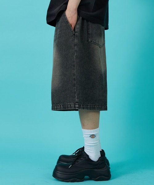 improves（インプローブス）の「10ozデニム オーバーダイ ワイドショートパンツ（デニムパンツ・メンズ・インディゴブルー/ブラック/ブルー・MEDIUM/LARGE）」の6枚目の写真