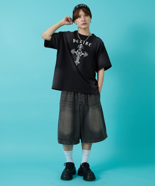 improves（インプローブス）の「10ozデニム オーバーダイ ワイドショートパンツ（デニムパンツ・メンズ・インディゴブルー/ブラック/ブルー・MEDIUM/LARGE）」の8枚目の写真