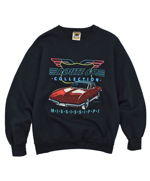LABORATORY R(ラボラトリーアール)の「【ヴィンテージ古着】OSAGE RIVER “ROUTE 66” レーシング スウェット USA製(スウェット・メンズ・ブラック・LARGE)」の1枚目の写真
